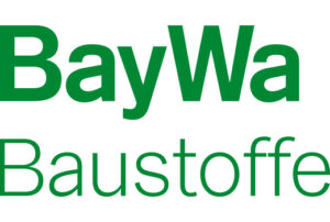 Logo von BayWa Baustoffe in grüner Schrift